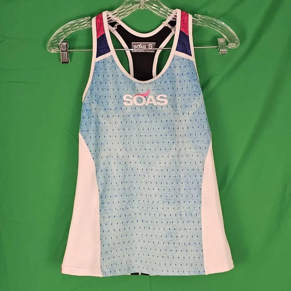 SOAS Womens Triathlon Cycling Tank‎ Top Jersey Small Blue